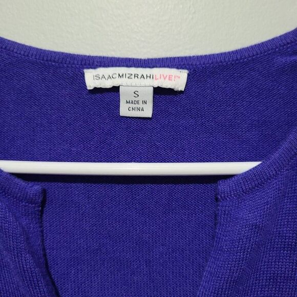 Isaac Mizrahi Medieval Blue Long Sleeve V Neck Sweater Size S - Picture 4 of 8